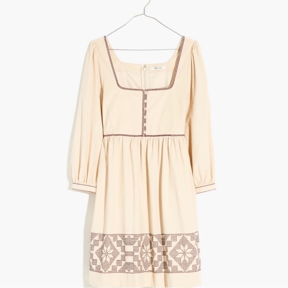 Madewell Embroidered Snowflake Quilt Mini Dress (Size 10)
